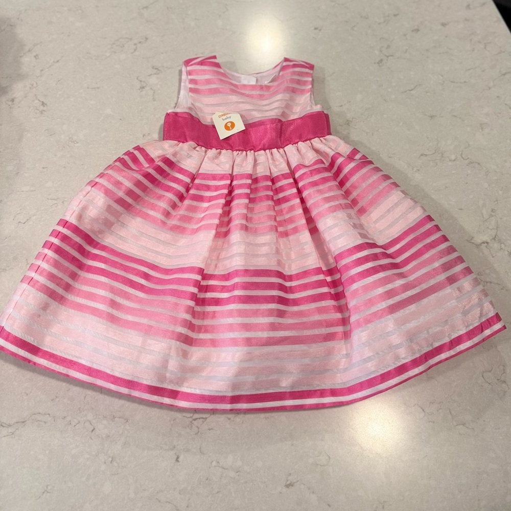 Pink Striped Sleeveless Dress